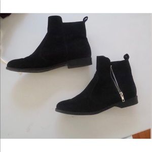 Faux suede black ankle boots